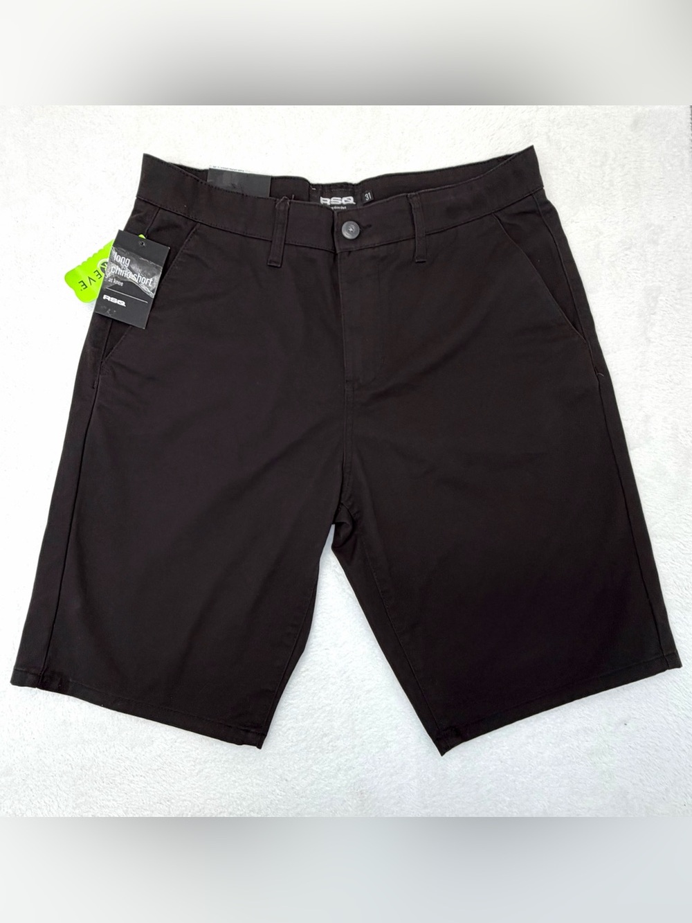 NWT RSQ Men’s Long Chino Shorts Size 31 Black At Knee Repreve Eco Stretch